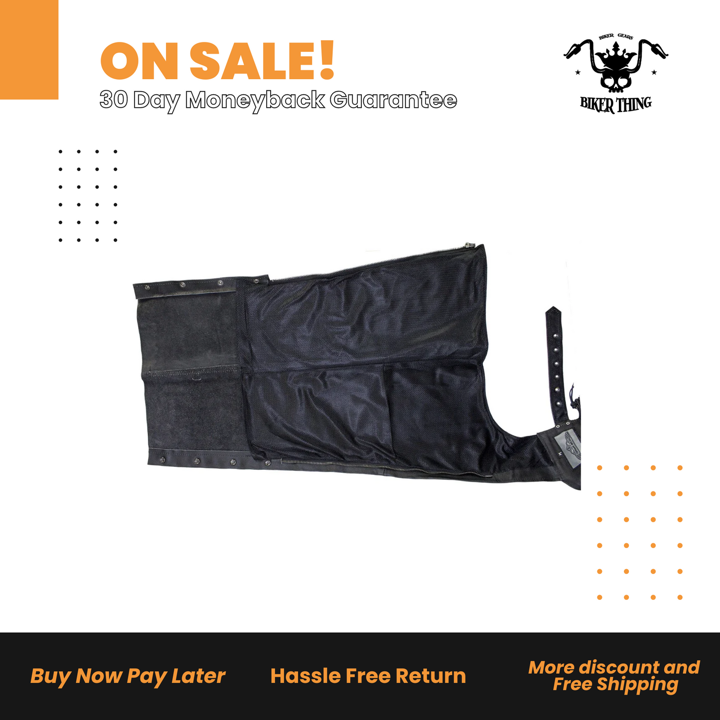 Plain Black Split Leather Chaps