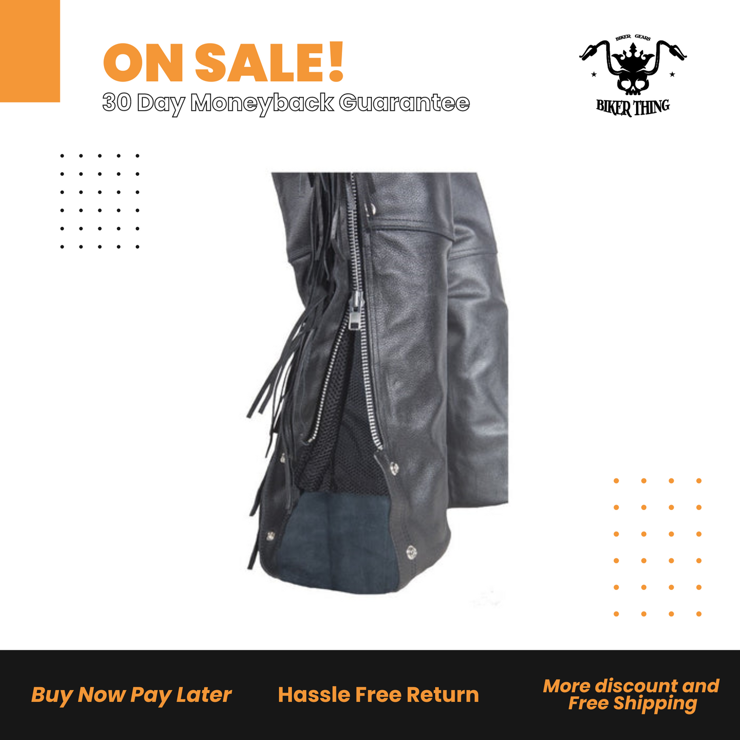 C337-04 Chaps with Braid & Fringe