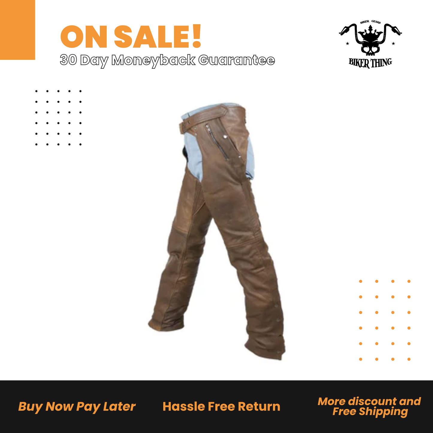Brown Leather Chaps With Removable Liner