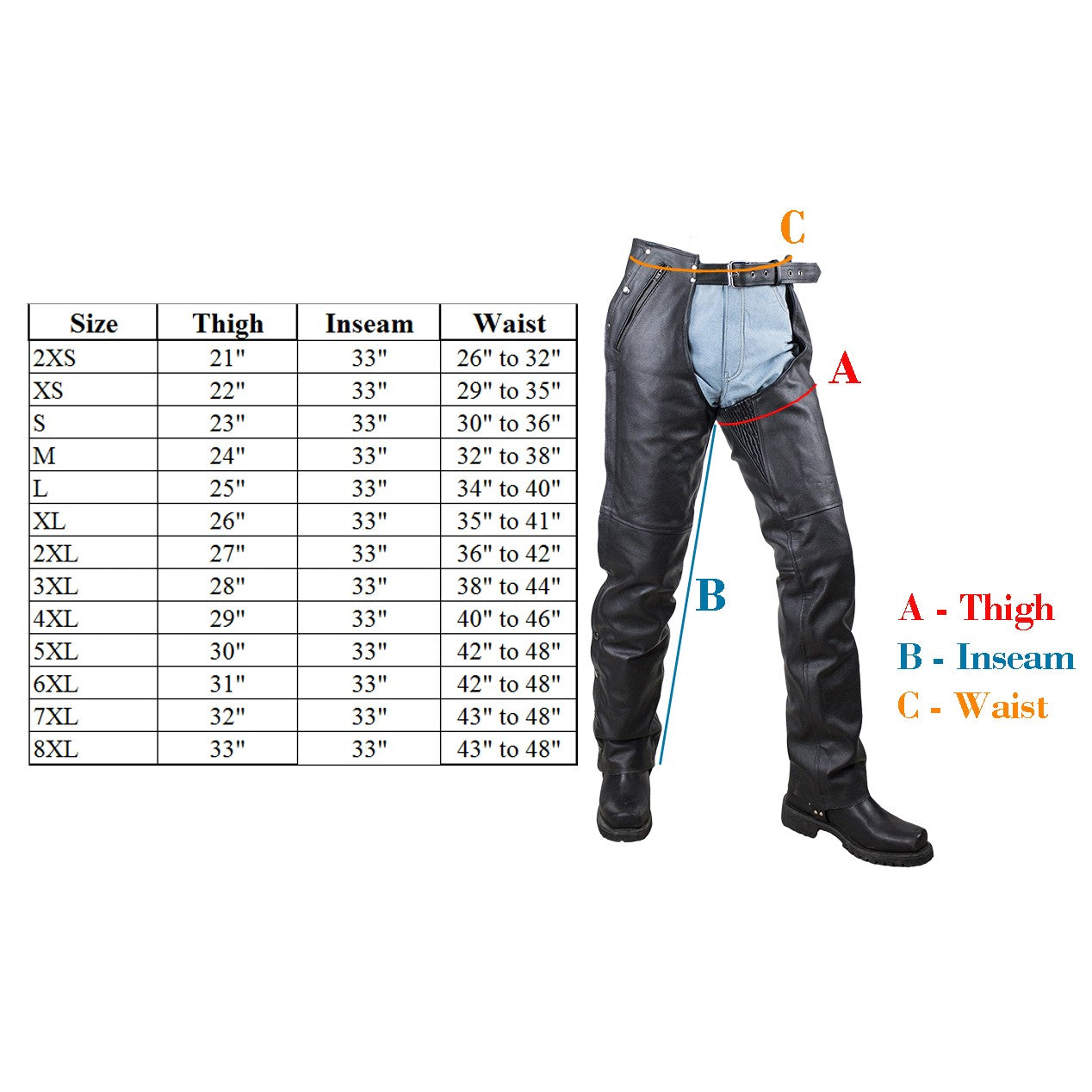 Plain Black Split Leather Chaps - The Biker Thing  LLC