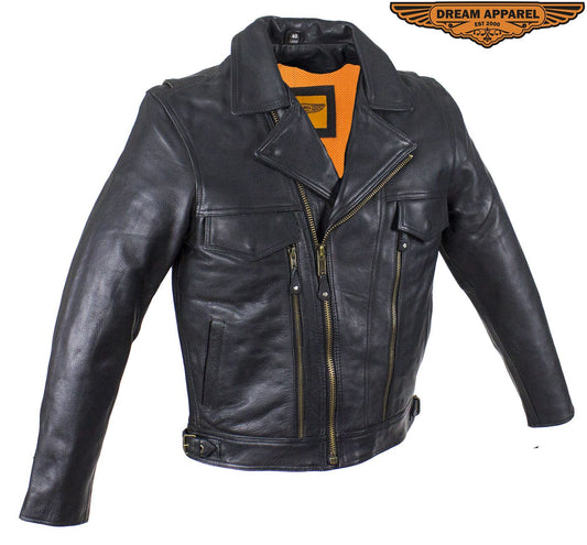 Mens Racer Jacket With Cuffs - The Biker Thing  LLC