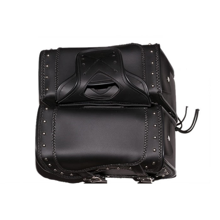 PVC Motorcycle Saddlebag With Braid & Studs - The Biker Thing  LLC