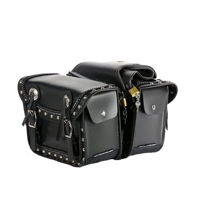 PVC Motorcycle Saddlebag With Quick Release & Studs - The Biker Thing  LLC