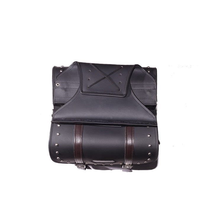PVC Motorcycle Saddlebag With Studs & Brown Straps - The Biker Thing  LLC
