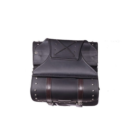 PVC Motorcycle Saddlebag With Studs & Brown Straps - The Biker Thing  LLC