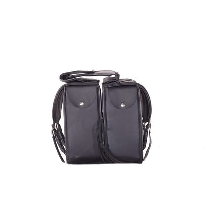 PVC Motorcycle Saddlebag With Studs & Brown Straps - The Biker Thing  LLC
