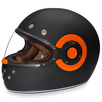 D.O.T. DAYTONA RETRO- DULL BLACK W/ ORANGE ACCENTS - The Biker Thing  LLC