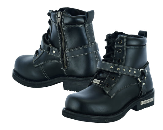 DS9766 WOMEN'S BOOTS WITH SIDE ZIPPER AND SINGLE STRAP