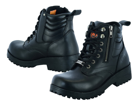 DS9768 WOMEN'S SIDE ZIPPER PLAIN TOE BOOTS
