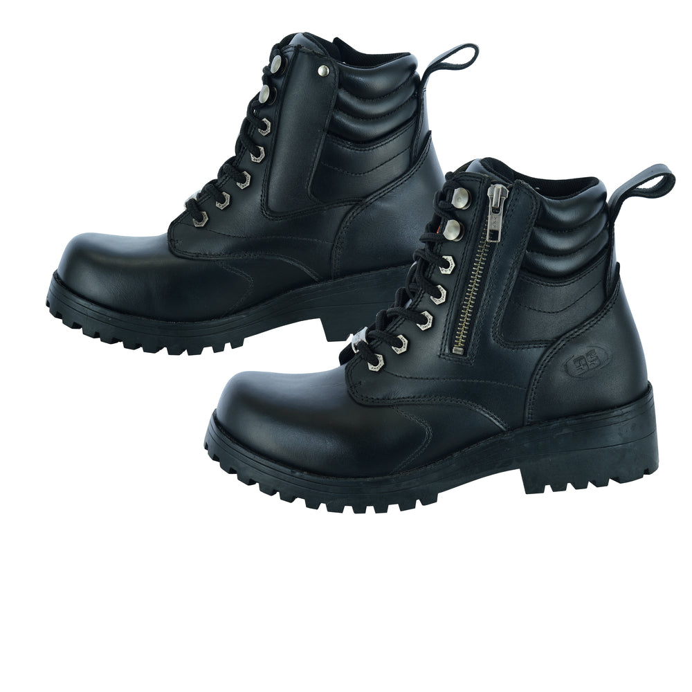 DS9768 WOMEN'S SIDE ZIPPER PLAIN TOE BOOTS