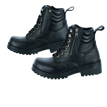 DS9768 WOMEN'S SIDE ZIPPER PLAIN TOE BOOTS