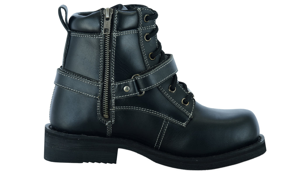 DS9768 WOMEN'S SIDE ZIPPER PLAIN TOE BOOTS